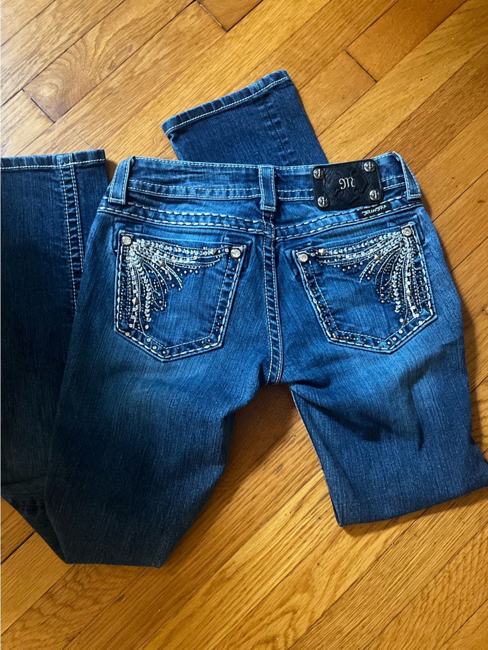 Miss Me Embroidered pocket boot cut jeans size 27